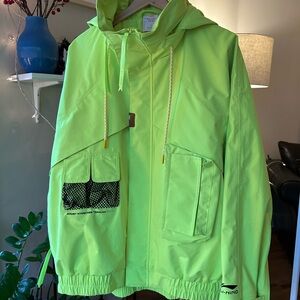 Li Ning Mens Multipocket Ski Neon Green Hooded Jacket